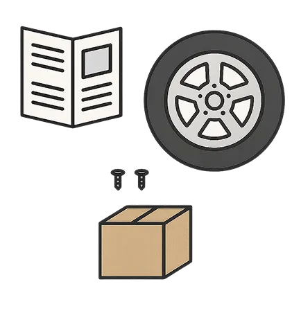 付属品一式とカメラのイラスト